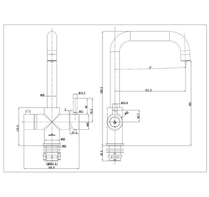 Reginox TRIBEZI BN SL Brushed 3in1 Boiling Water Kitchen Tap
