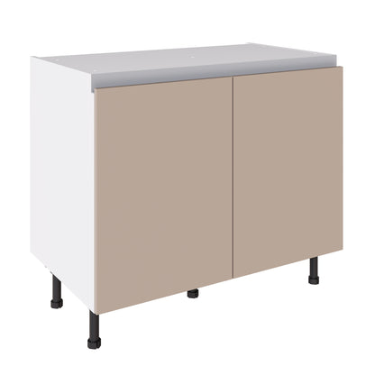 True Handleless SuperMatt Cashmere Kitchen Base Cabinets with UNICLIC Technology, Flat packed