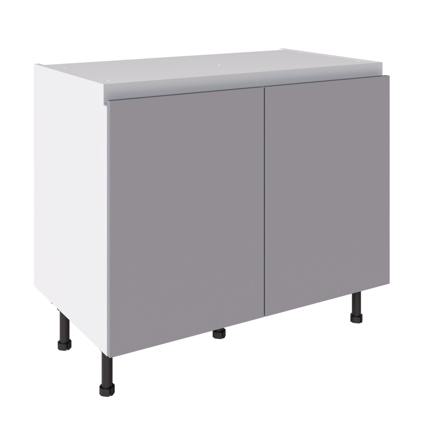 True Handleless SuperMatt Light Grey Kitchen Base Cabinets with UNICLIC Technology, Flat packed