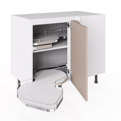 True Handleless SuperMatt Cashmere Kitchen Base Cabinets with UNICLIC Technology, Flat packed