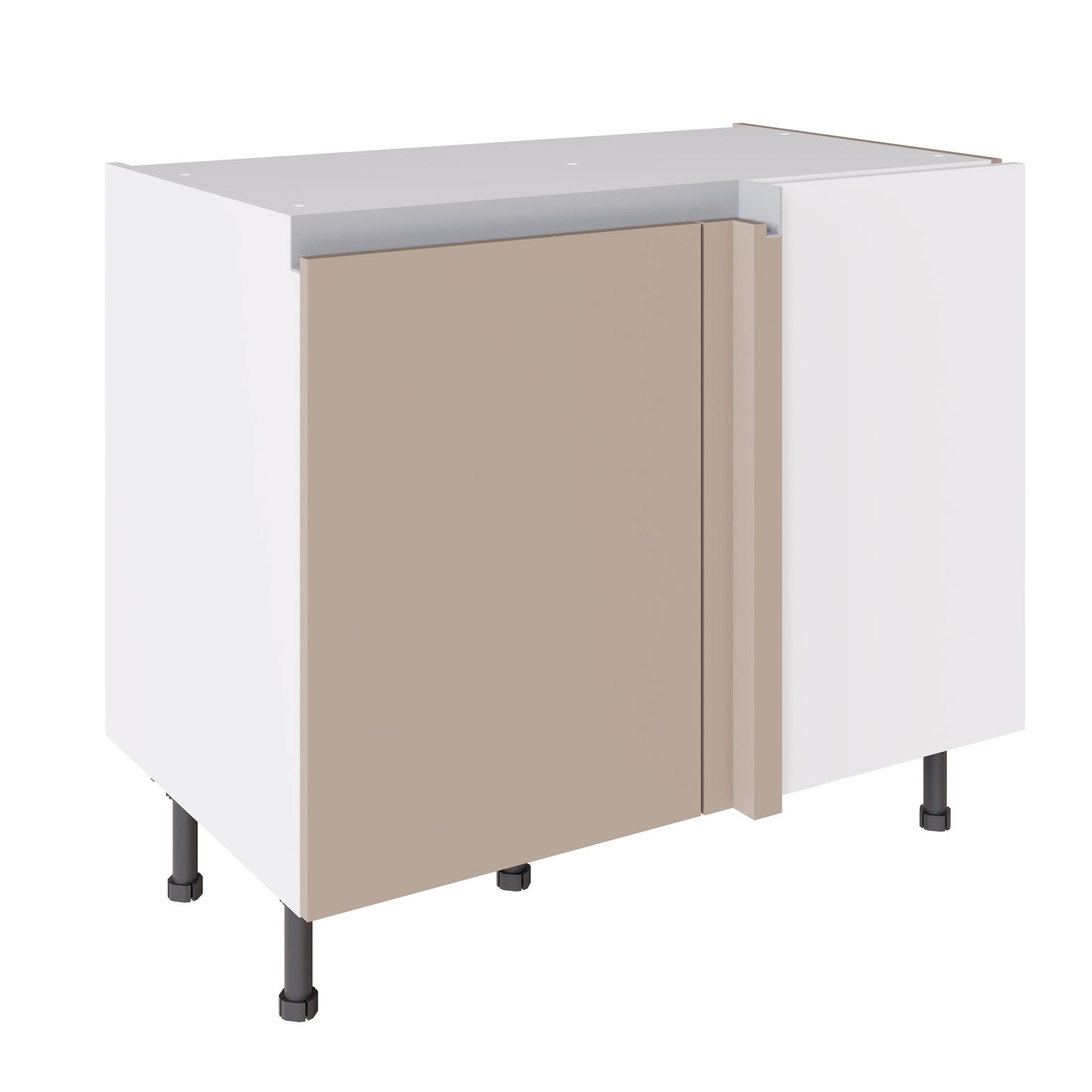 True Handleless SuperMatt Cashmere Kitchen Base Cabinets with UNICLIC Technology, Flat packed
