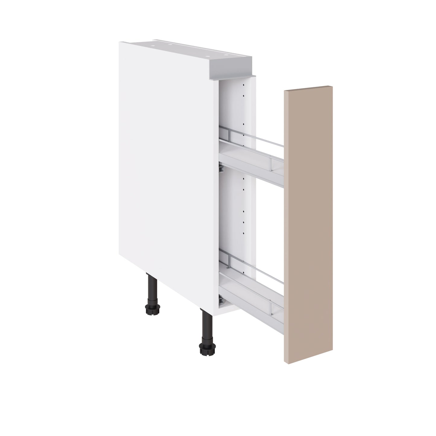 True Handleless SuperMatt Cashmere Kitchen Base Cabinets with UNICLIC Technology, Flat packed