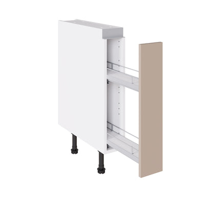 True Handleless SuperMatt Cashmere Kitchen Base Cabinets with UNICLIC Technology, Flat packed