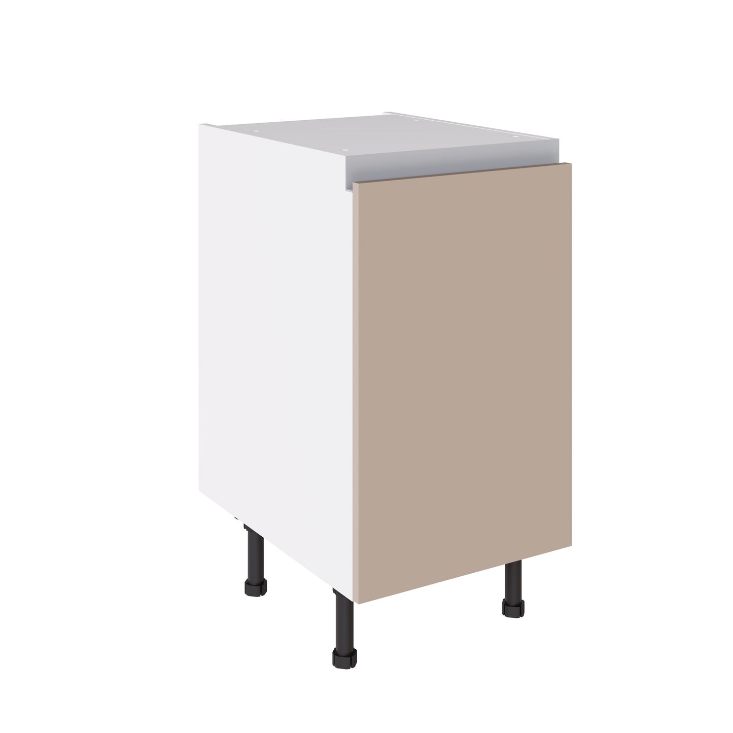 True Handleless SuperMatt Cashmere Kitchen Base Cabinets with UNICLIC Technology, Flat packed
