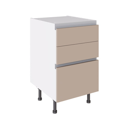 True Handleless SuperMatt Cashmere Kitchen Base Cabinets with UNICLIC Technology, Flat packed