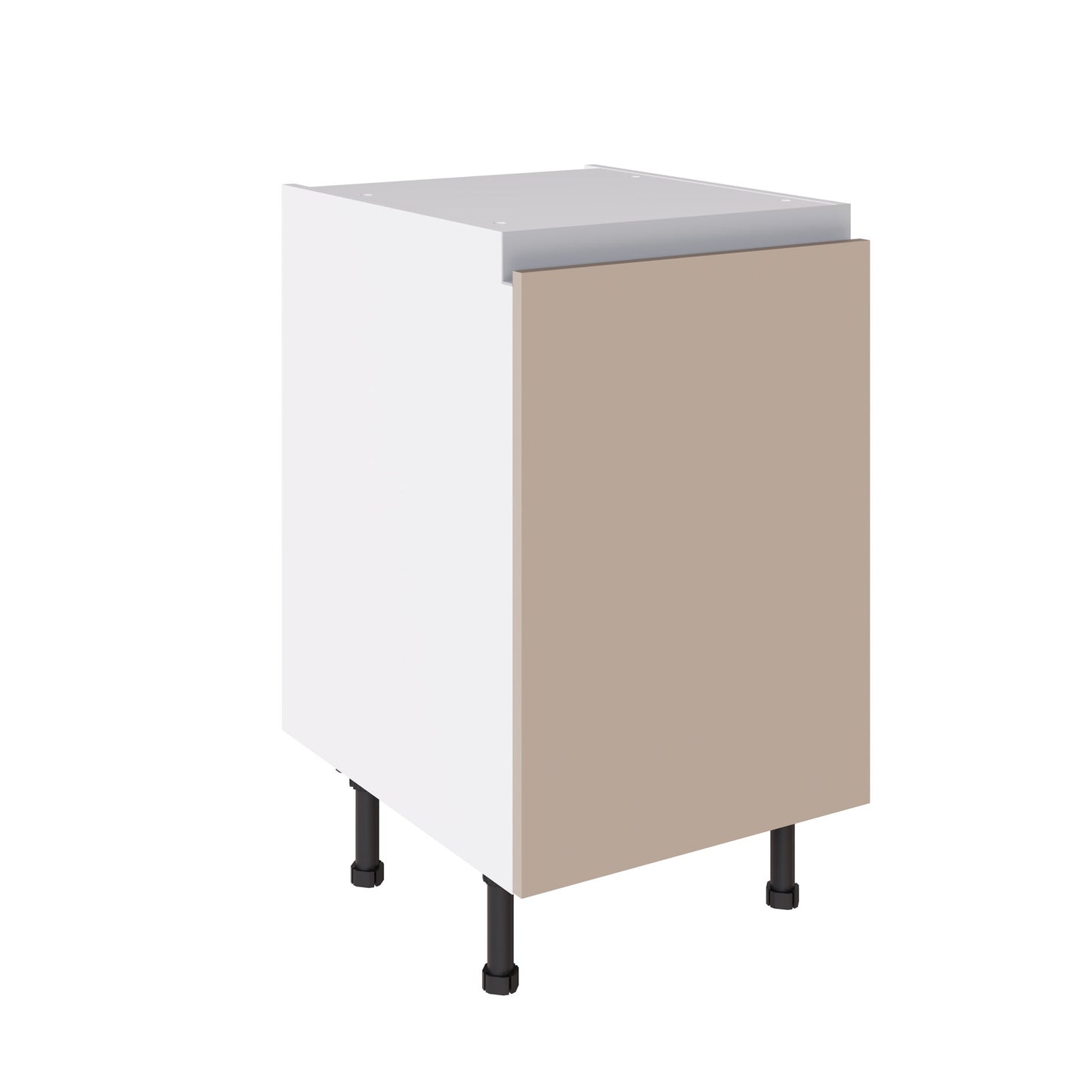 True Handleless SuperMatt Cashmere Kitchen Base Cabinets with UNICLIC Technology, Flat packed