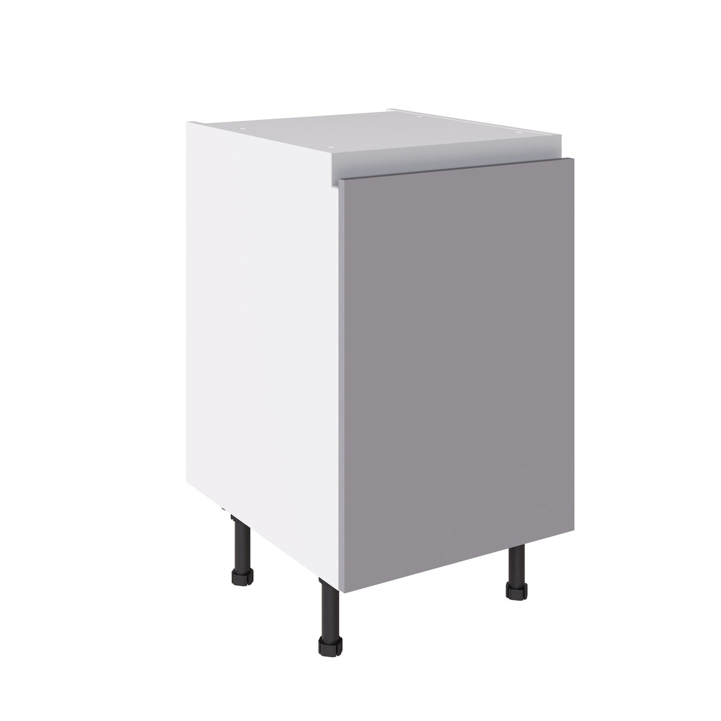 True Handleless SuperMatt Light Grey Kitchen Base Cabinets with UNICLIC Technology, Flat packed