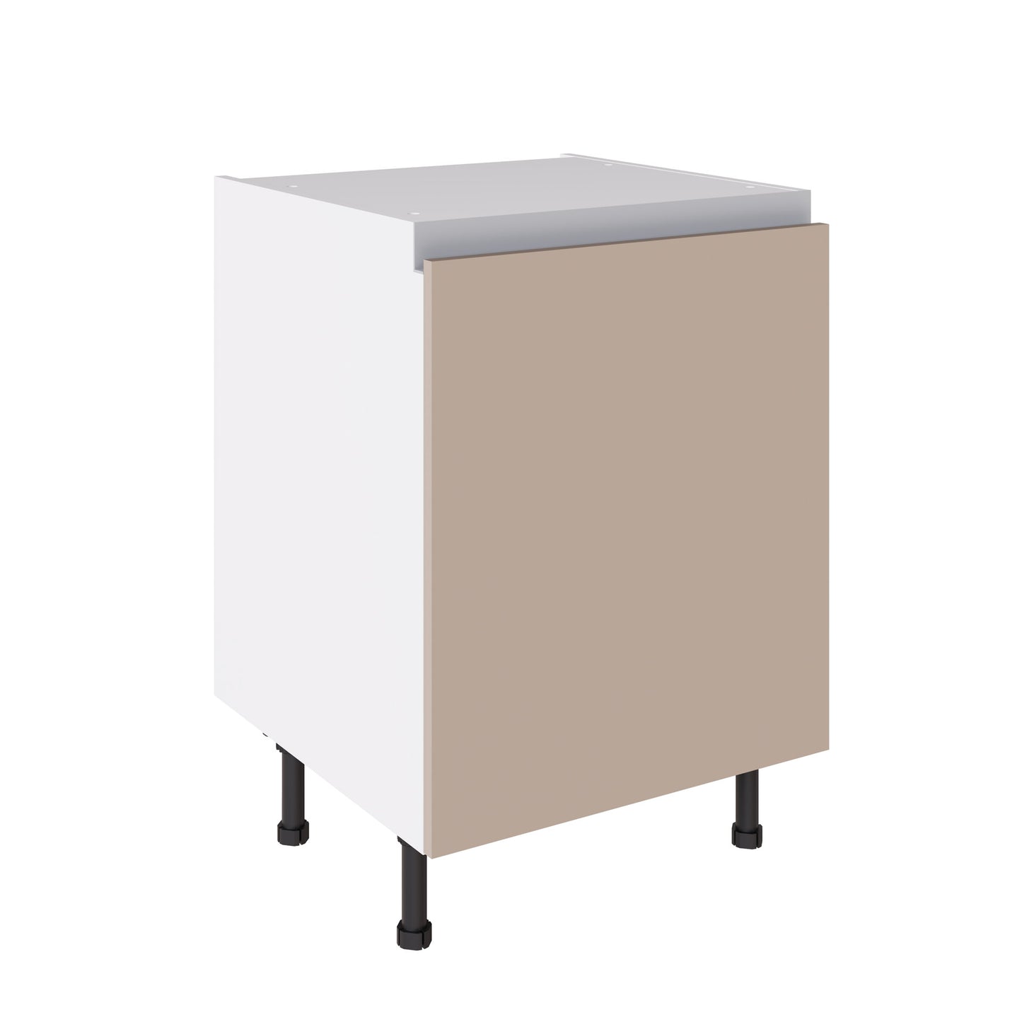 True Handleless SuperMatt Cashmere Kitchen Base Cabinets with UNICLIC Technology, Flat packed