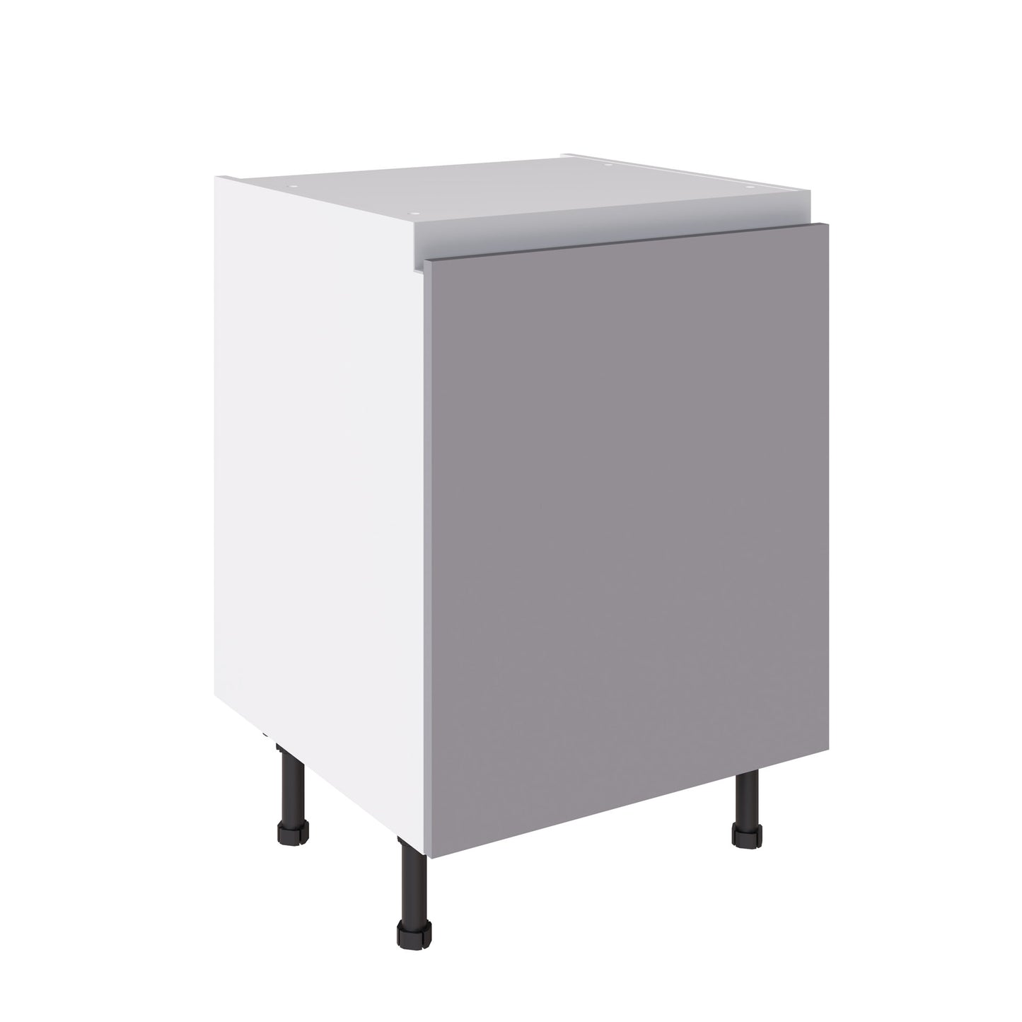 True Handleless SuperMatt Light Grey Kitchen Base Cabinets with UNICLIC Technology, Flat packed