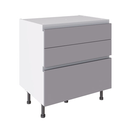 True Handleless SuperMatt Light Grey Kitchen Base Cabinets with UNICLIC Technology, Flat packed