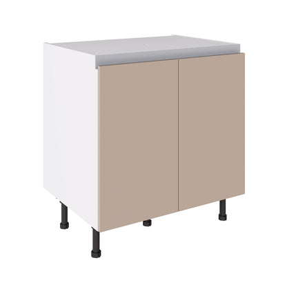 True Handleless SuperMatt Cashmere Kitchen Base Cabinets with UNICLIC Technology, Flat packed