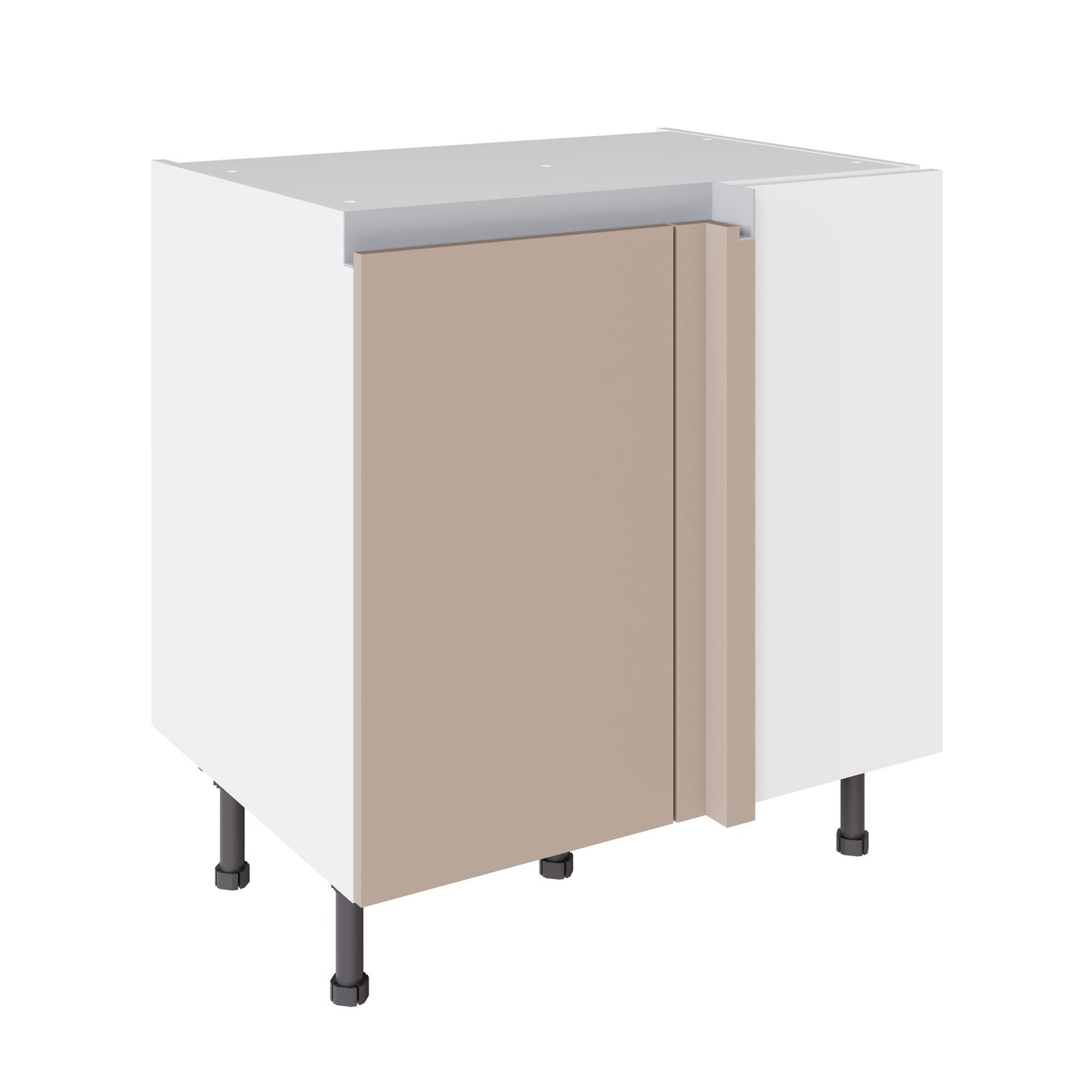 True Handleless SuperMatt Cashmere Kitchen Base Cabinets with UNICLIC Technology, Flat packed