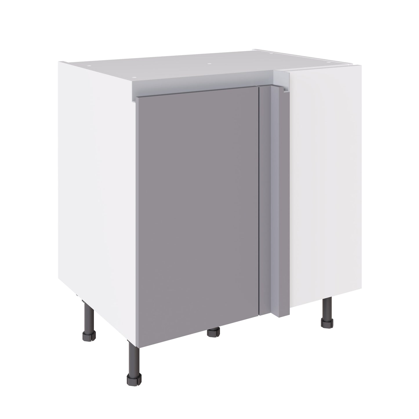 True Handleless SuperMatt Light Grey Kitchen Base Cabinets with UNICLIC Technology, Flat packed