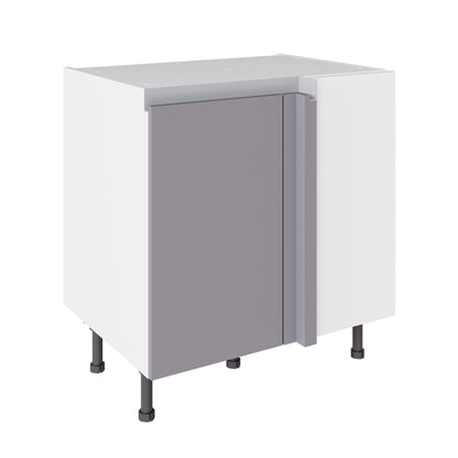 True Handleless SuperMatt Light Grey Kitchen Base Cabinets with UNICLIC Technology, Flat packed