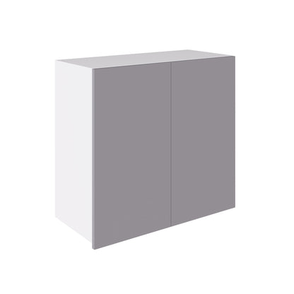 True Handleless SuperGloss Light Grey Kitchen Wall Cabinets with UNICLIC Technology, Flat packed