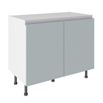True Handleless SuperMatt Aquamarine Kitchen Base Cabinets with UNICLIC Technology, Flat packed
