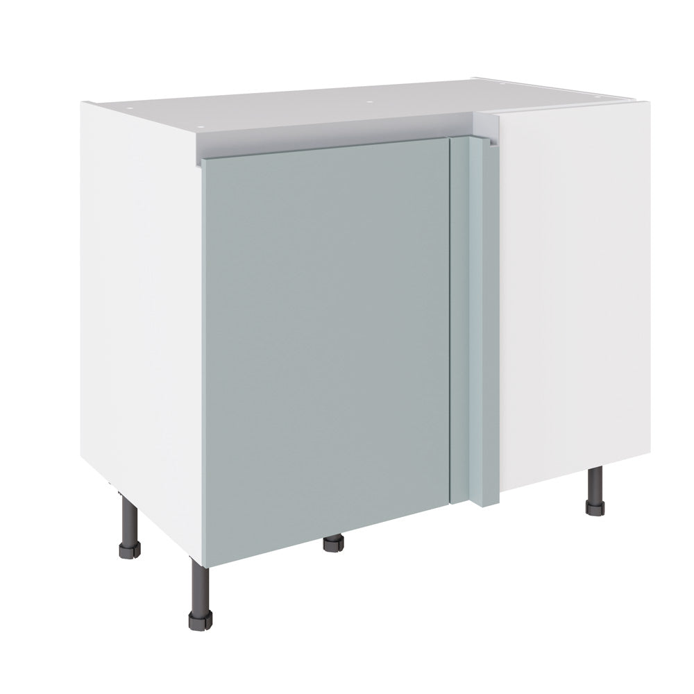 True Handleless SuperMatt Aquamarine Kitchen Base Cabinets with UNICLIC Technology, Flat packed