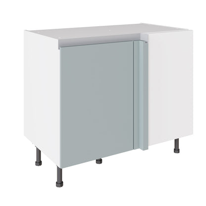 True Handleless SuperMatt Aquamarine Kitchen Base Cabinets with UNICLIC Technology, Flat packed