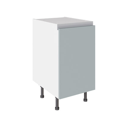 True Handleless SuperMatt Aquamarine Kitchen Base Cabinets with UNICLIC Technology, Flat packed