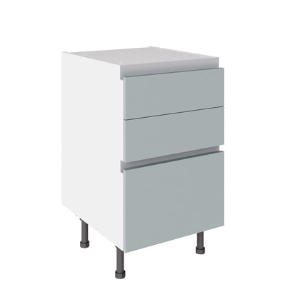 True Handleless SuperMatt Aquamarine Kitchen Base Cabinets with UNICLIC Technology, Flat packed