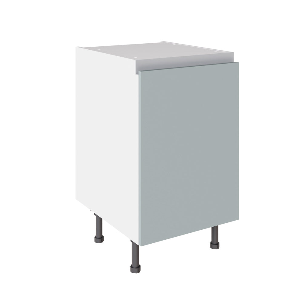 True Handleless SuperMatt Aquamarine Kitchen Base Cabinets with UNICLIC Technology, Flat packed