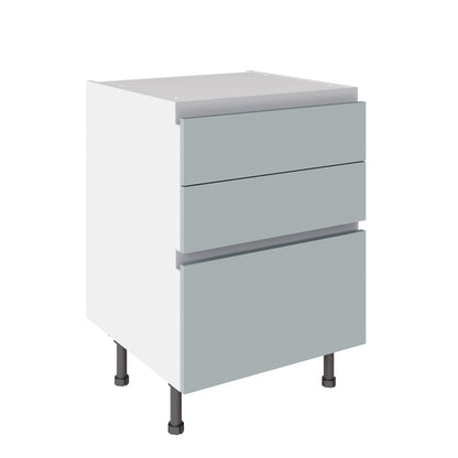 True Handleless SuperMatt Aquamarine Kitchen Base Cabinets with UNICLIC Technology, Flat packed