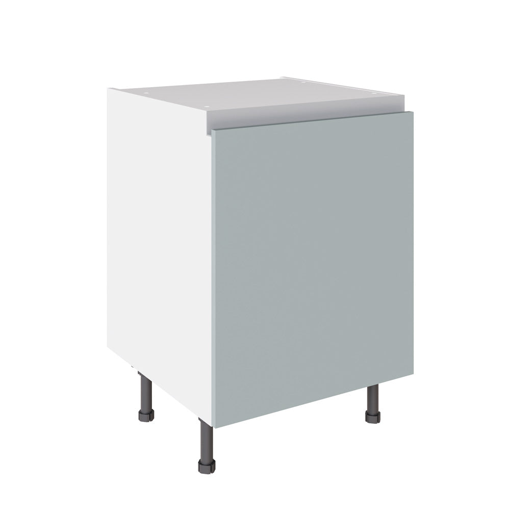 True Handleless SuperMatt Aquamarine Kitchen Base Cabinets with UNICLIC Technology, Flat packed