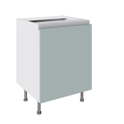 True Handleless SuperMatt Aquamarine Kitchen Base Cabinets with UNICLIC Technology, Flat packed