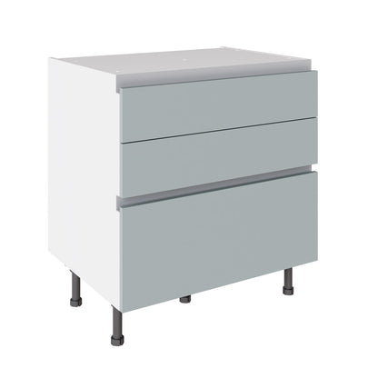 True Handleless SuperMatt Aquamarine Kitchen Base Cabinets with UNICLIC Technology, Flat packed