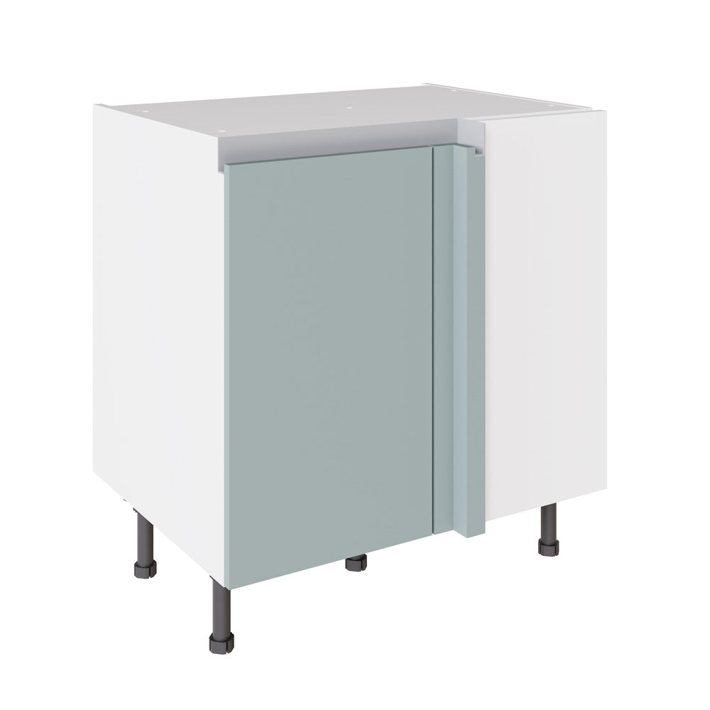 True Handleless SuperMatt Aquamarine Kitchen Base Cabinets with UNICLIC Technology, Flat packed