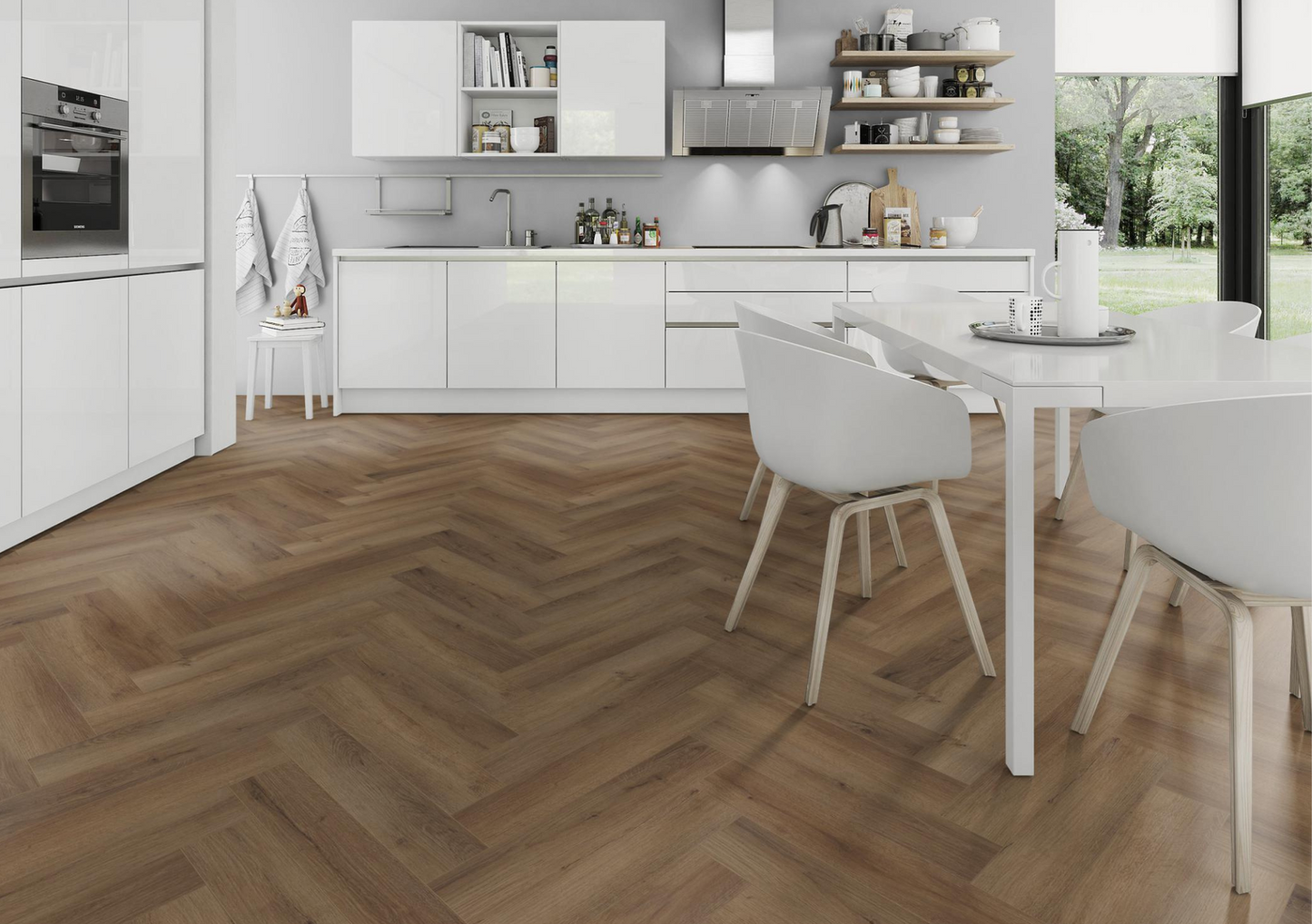 LVT Flooring Lignum Core Truffle Oak Herringbone - Pack Size: 2.23m²