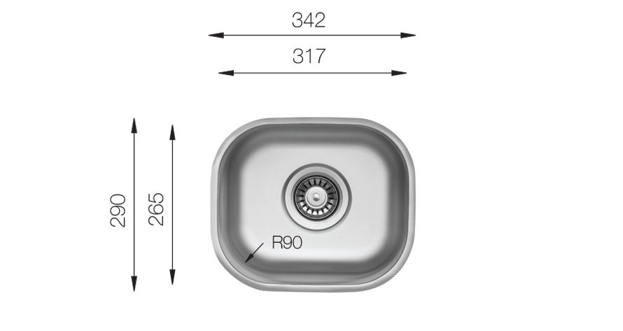 UKinox D 265 Single Bowl Polished Stainless Steel Undermount kitchen sink