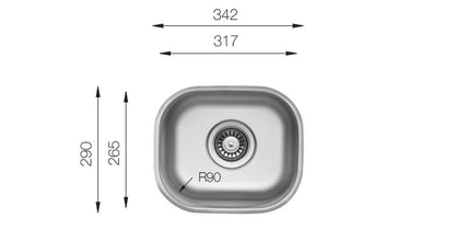 UKinox D 265 Single Bowl Polished Stainless Steel Undermount kitchen sink