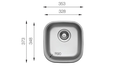 UKinox D 328 Single Bowl Polished Stainless Steel Undermount kitchen sink