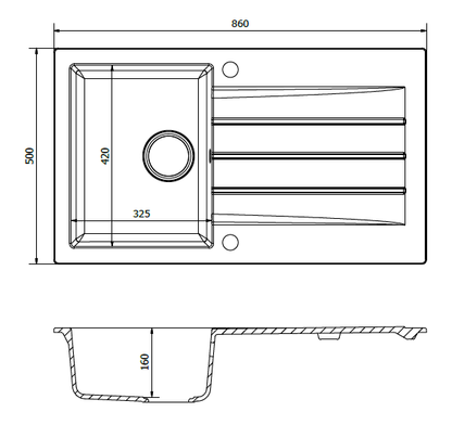 Reginox VALENCE 860x500 Composite Single Bowl Reversible Inset Kitchen sink