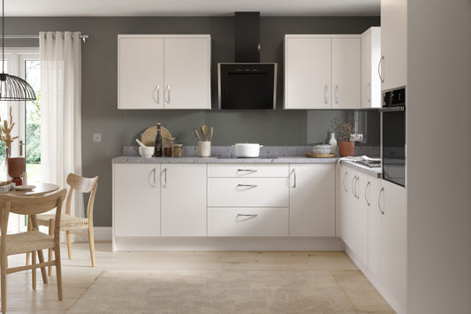 Value Slab Range Matt Snow White Kitchen Base Cabinets with UNICLIC Technology, Flat packed