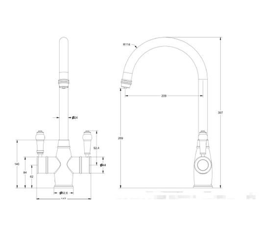 Reginox Vechi II Chrome Traditional 3in1 Boiling Water Tap