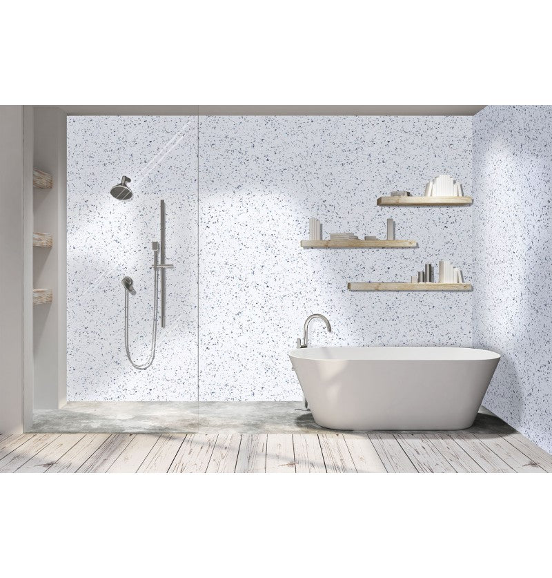 DuraPanel Classic White Sparkle Shower Panel on 9mm Plywood
