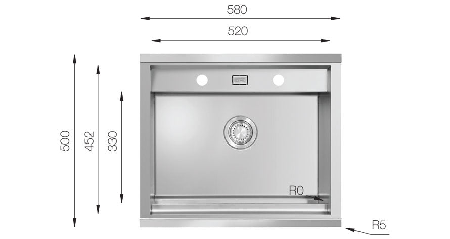 UKinox WSD 580 Handmade 1 bowl Stainless Steel kitchen sink 580x500mm Inc Accessories