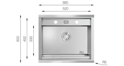 UKinox WSD 580 Handmade 1 bowl Stainless Steel kitchen sink 580x500mm Inc Accessories