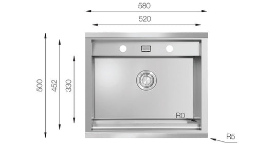 UKinox WSD 580 Handmade 1 bowl Stainless Steel kitchen sink 580x500mm Inc Accessories