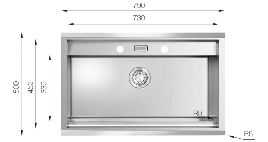 UKinox WSD 790 Handmade 1 bowl Stainless Steel kitchen sink 790x500mm Inc Accessories
