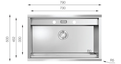 UKinox WSD 790 Handmade 1 bowl Stainless Steel kitchen sink 790x500mm Inc Accessories
