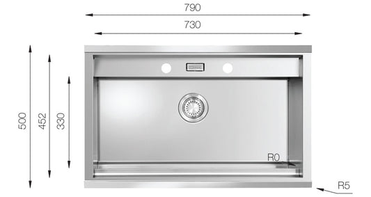 UKinox WSD 790 Handmade 1 bowl Stainless Steel kitchen sink 790x500mm Inc Accessories