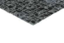 Load image into Gallery viewer, Black glass mosaic tile sheet on a white background
