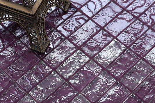 Lilac Textured Lava Glass Brick Mosaic Tiles (MT0119)