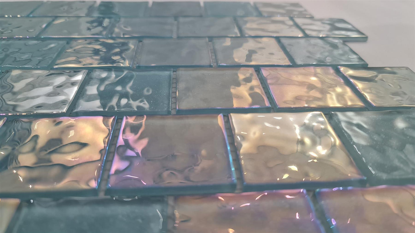 Blue Iridescent Unicorn Glass Mosaic Tiles (MT0203)
