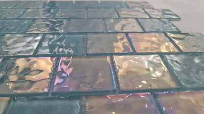 Blue Iridescent Unicorn Glass Mosaic Tiles (MT0203)