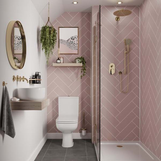 Multipanel Tile Collection Antique Rose Herringbone Shower Panels 598x2400 MT325H