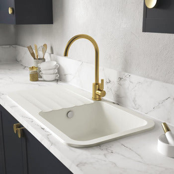 Abode Atlas Mixer Tap, Single Lever, C-Spout 4 finishes
